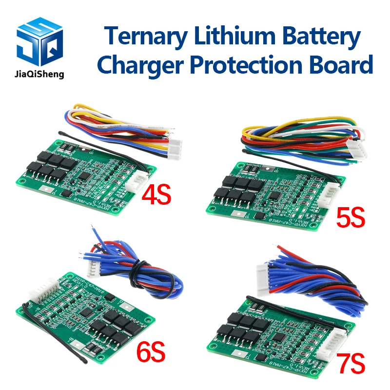 4S/5S/6S/7S BMS 16.8V 21V 20A 18650 Li-ion Lmo Ternary Lithium Battery Charger Protection Board With Balance