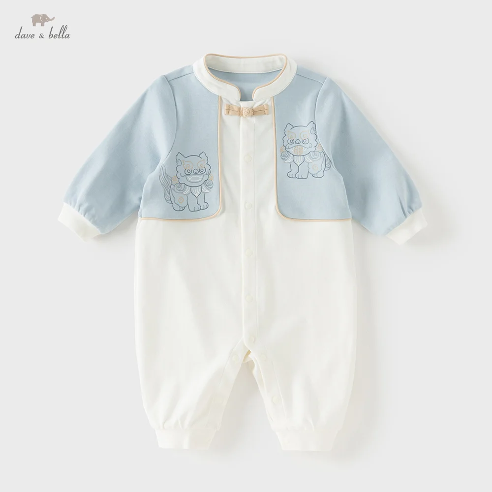 Dave Bella Boys Knitted Jumpsuit Autumn Spring Newborn Pure Cotton Creeper Baby Soft Romper Outerwear Children Clothes DB1260372