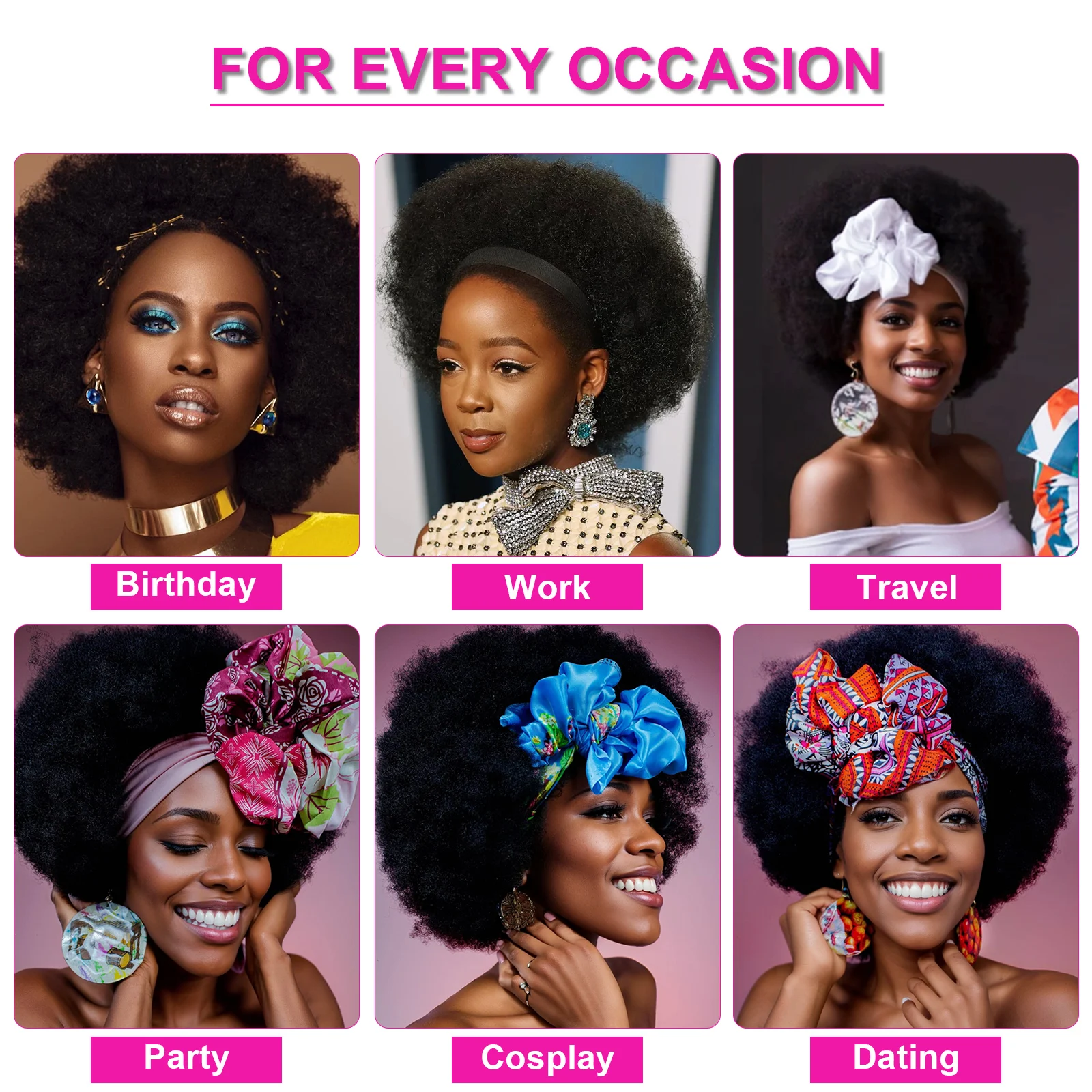 باروكات صناعية بعصابة رأس أفرو للنساء ذوات البشرة السمراء، باروكات شعر أفرو منتفخة مقاس 8 بوصات للاستخدام اليومي في الحفلات #4