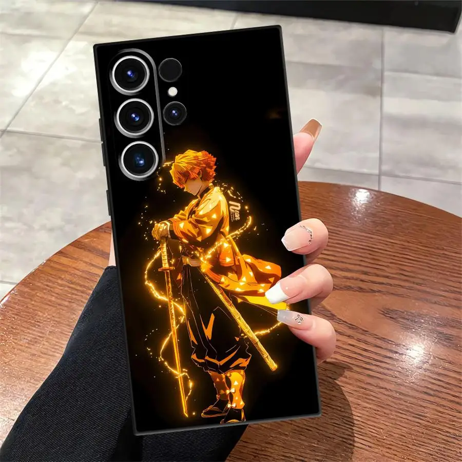 Demon S-Slayer Sanemi Hülle für Samsung Galaxy S23 Ultra S24 Plus S21 FE S25 Edge S20 Schwarz Weiche Handyhülle