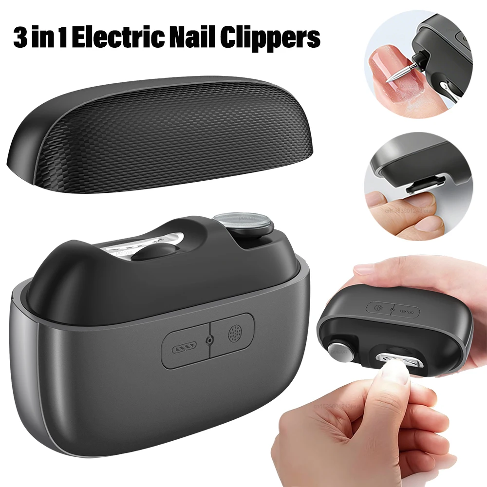 

Electric Nail Clippers Automatic Electric Nail Cutter Polishing Grinder Rechargeable Portable Fingernail Clipper with Lighting