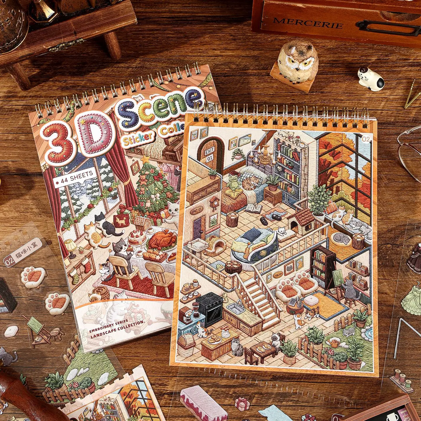 3D Scene Sticker Collection Bo - Embroidery Journal Book ulasan dan harga