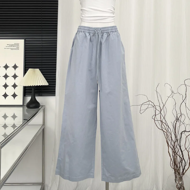 

Blue Harajuku Basic Woman's Pants Korean Women Aesthetic Wide Leg Comfortable Loose Pants Women Fashion Casual Mom Trousers