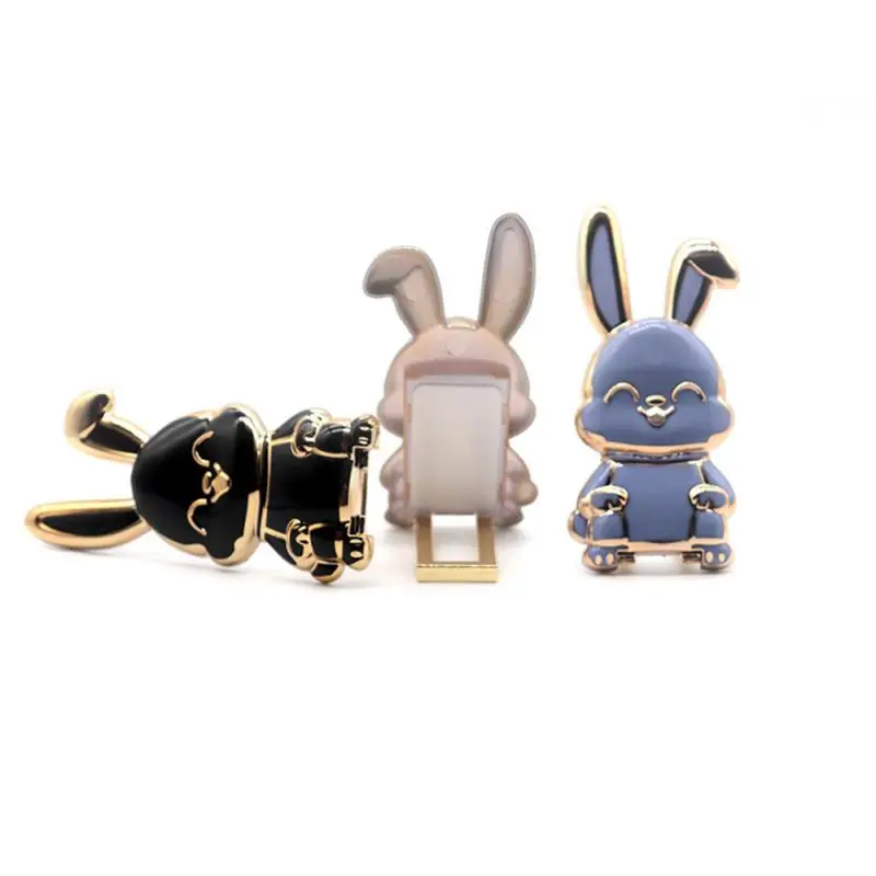 Universal Finger Ring Holder Folding Cartoon Cute Rabbit Stand For Cell Phone Three-dimensional Back Sticker Pad Bracket