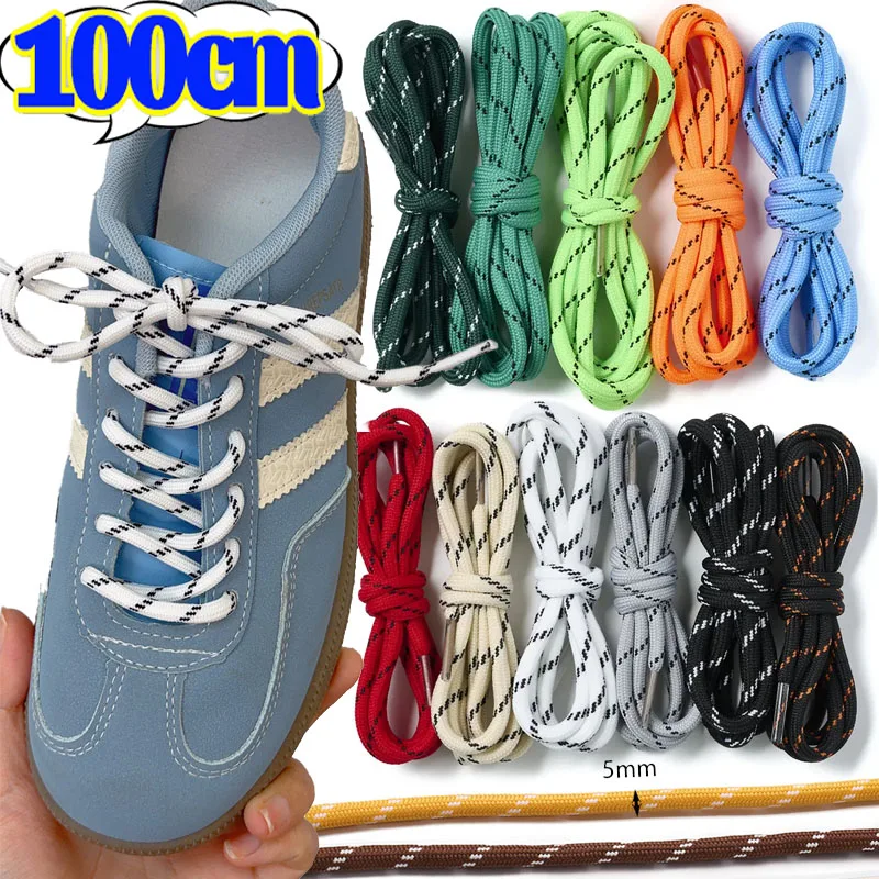 

100cm Colorful Round Shoelaces DIY Fashion Sneaker Canvas Sports Shoelaces Vintage Durable Leather Shoe Laces for Training Shoe