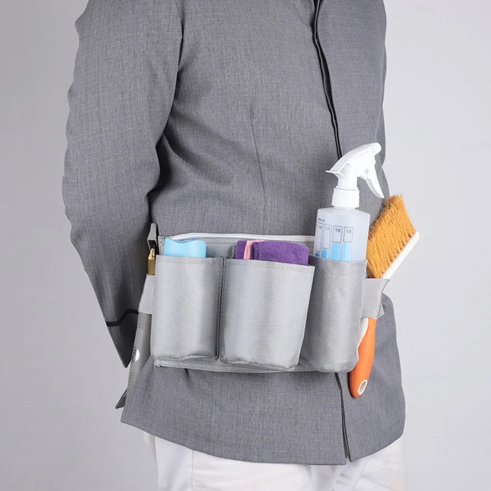 3 Pockets Waist Tool Bag Hands Free Oxford Cloth Cleaning Storage Pouch Adjustable Belt Waterproof Waist Carrying Bag