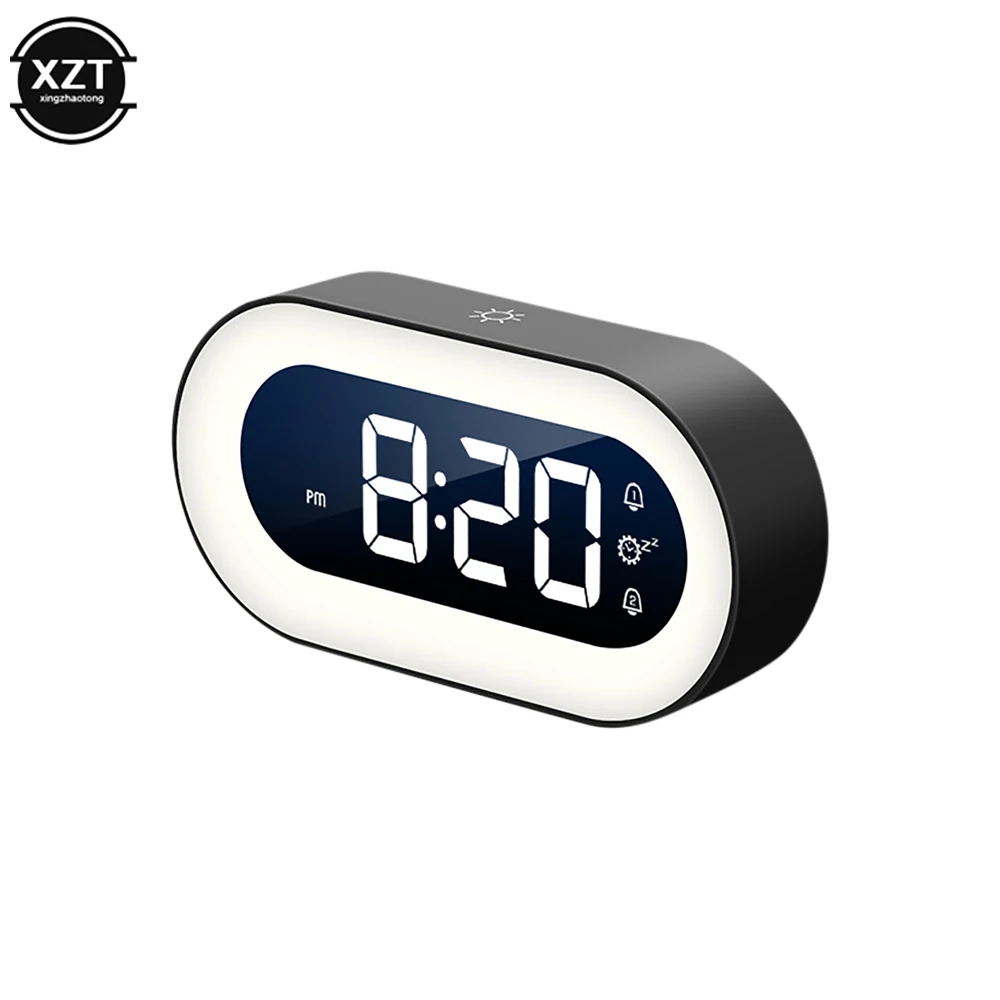 Music LED Digital Alarm Clock Voice Control Night Light Design Desktop Electronic Clocks Home Bedroom Decoration Builtin Bedside