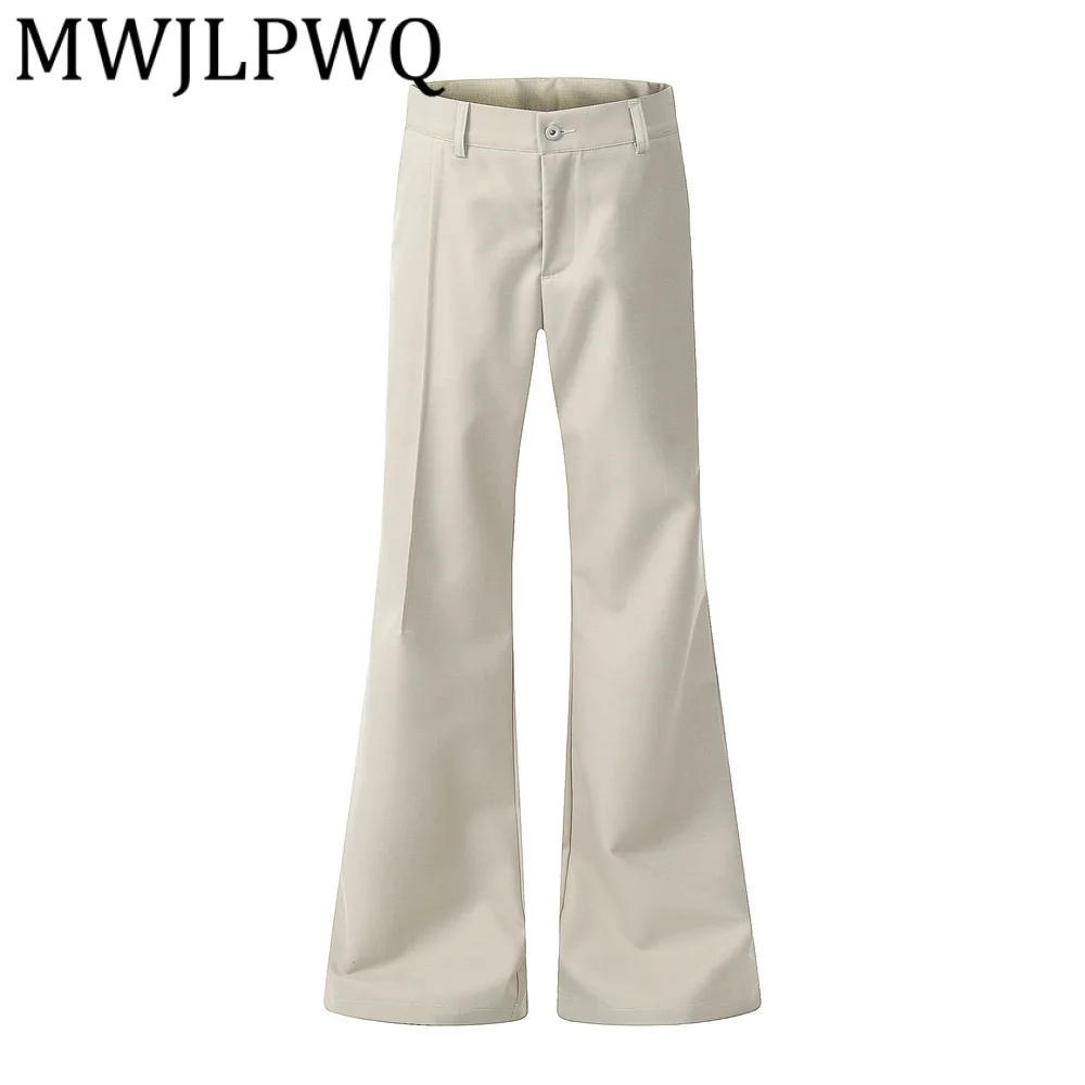 

MWJLPWQ American Style Hiphop Flared Caual Pants Men High Street Trendy Wrinkle Deign Solid Color Wide-Leg Loose Trousers 12709