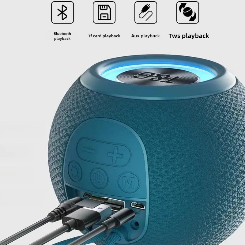 Altavoz portátil redondo Bluetooth 5,0, bajo consumo de energía, transmisión de señal estable, sonido estéreo HD