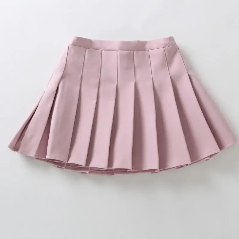 2024 New Children Summer Girls Mini Skirts Vintage Pleated Skirt Korean Tennis Skirts Short Student Uniform Skirts White Black