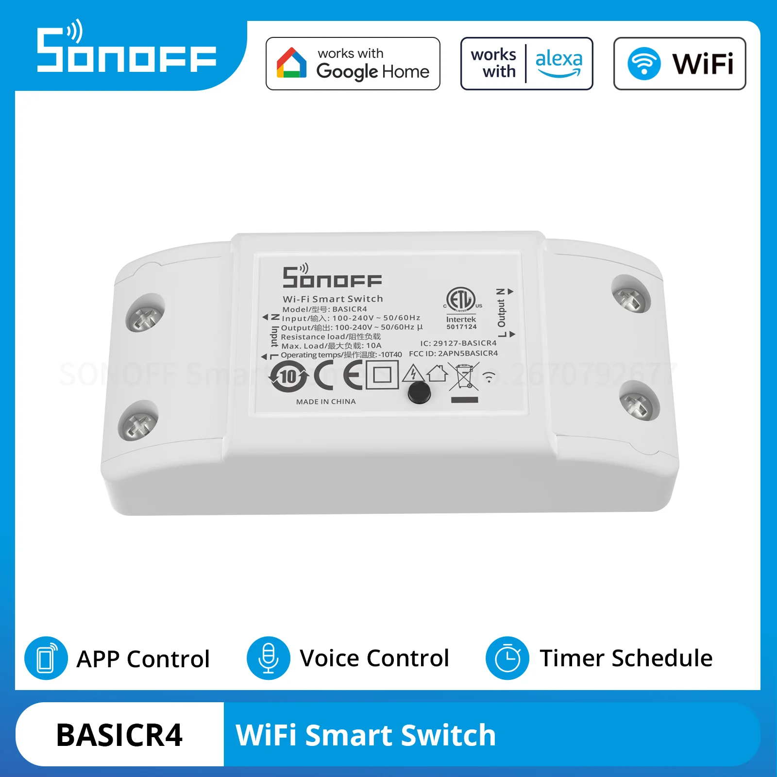 SONOFF BASICR4 WiFi Smart Switch Smart Home Smart Scene Timer Remote Control Voice Control Breaker eWeLink Alexa Alice Google