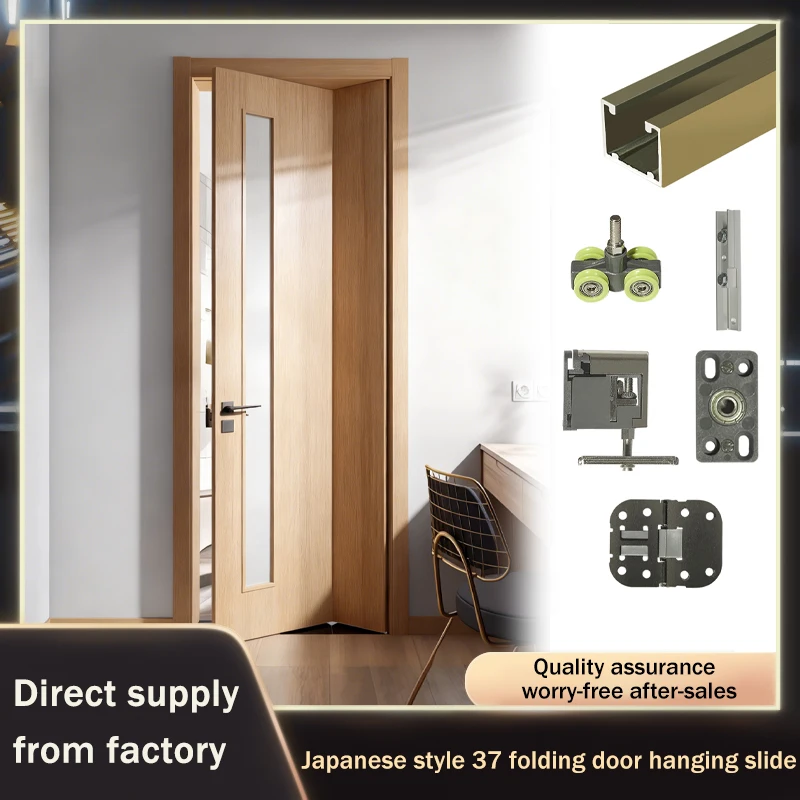 Summit Space Saving Modern 37 Split Folding Door Hardware Set Complete Overhead Track Kit For Interior Doors Easy Installation