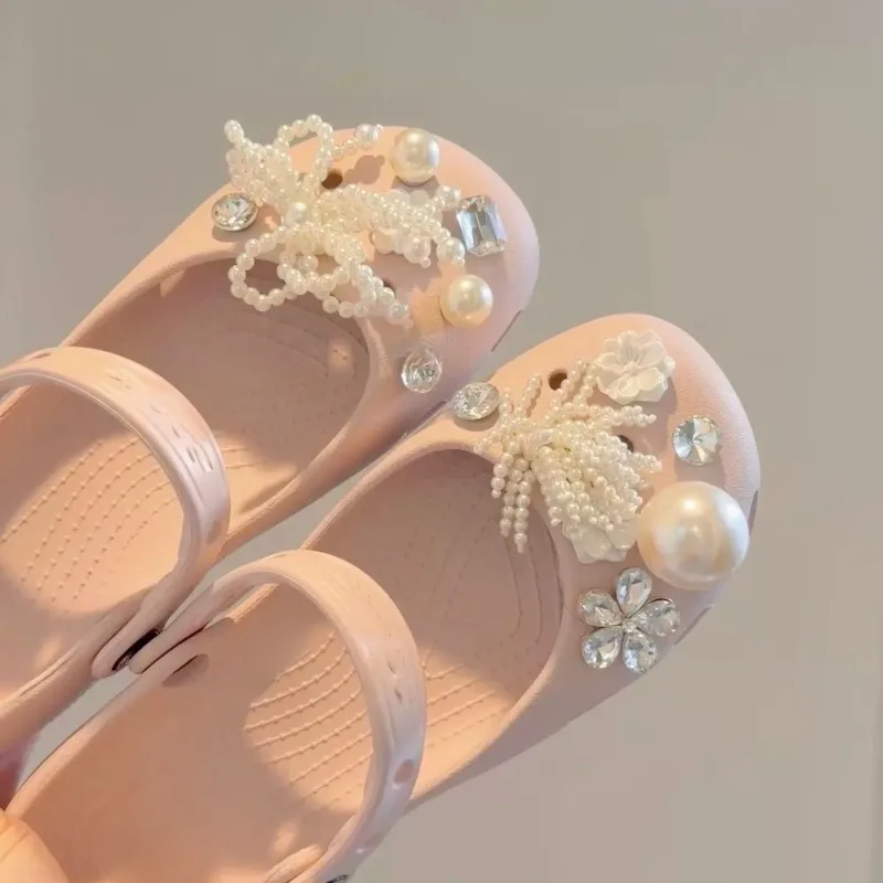 1Set New Set Women's Ballet-Style Shoe Charms Crystal Fashion Pearl Flower Shoe Decoration Set DIY Shoe Decoration Accessories