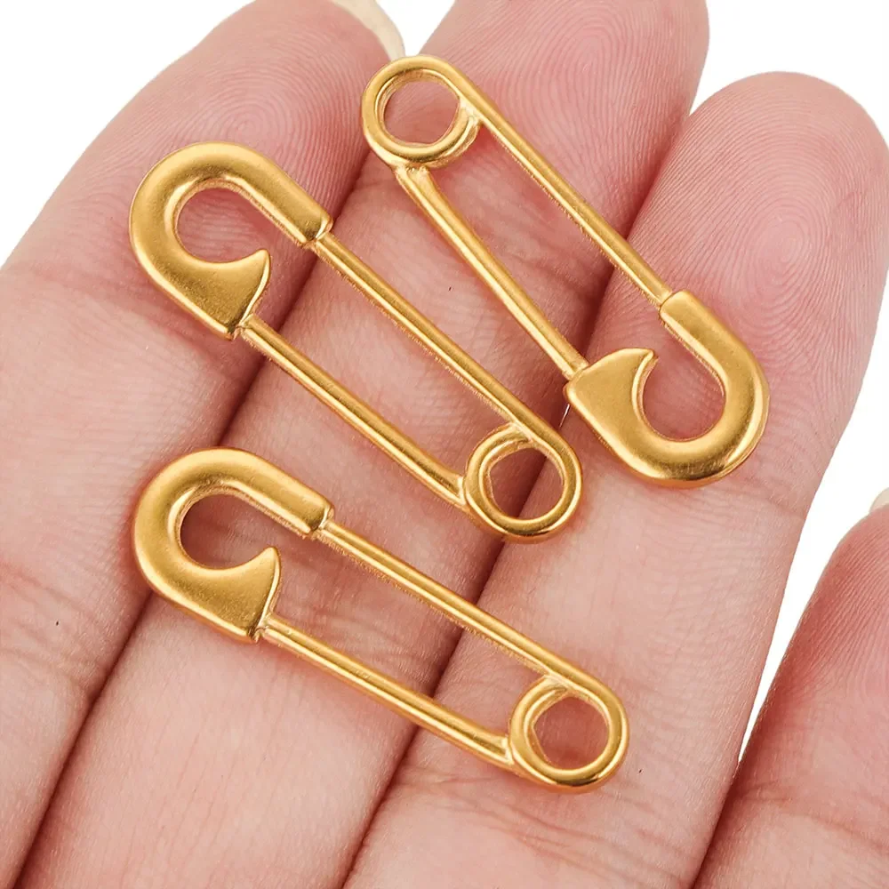 5pcs/lot Stainless Steel Gold-plated Connectors Pendant Pin Shape for DIY Bracelet Jewelry Accessories Making Material Wholesale