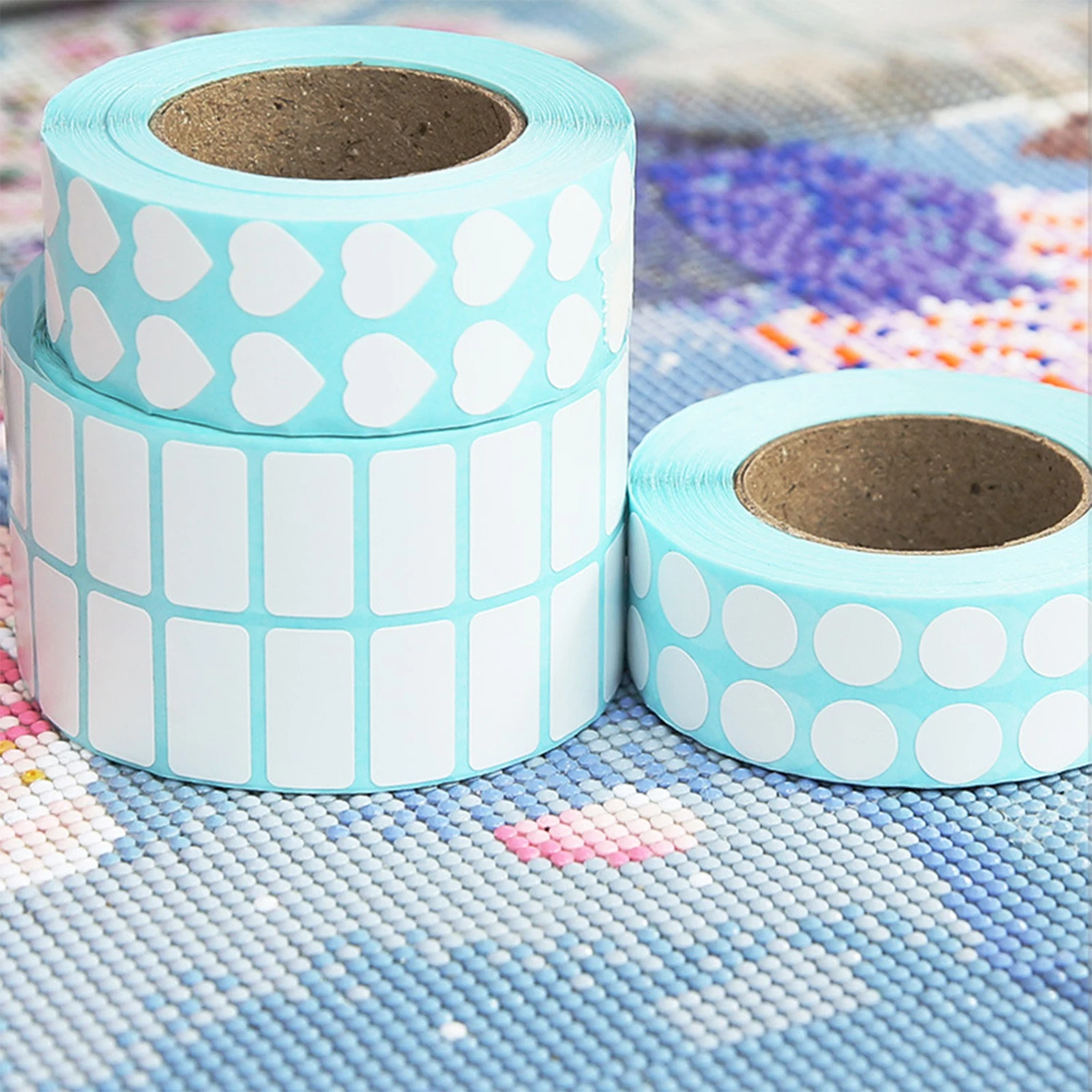 3000Pcs/roll Stationery Stickers Diamond Art Stickers Round/Heart/Square Blank Self Adhesive Identify Classification Labels
