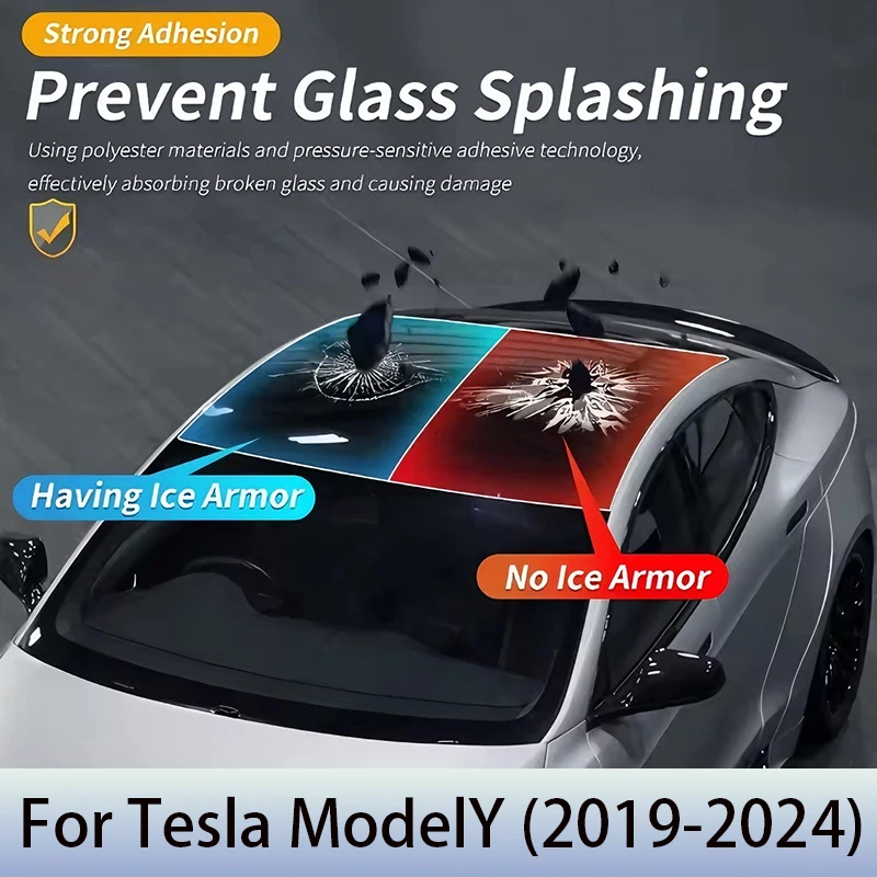Geeignet für Tesla Model Y 2020, 2021, 2022, 2023, 2024 Auto-Sonnendach-UV-Schutzfolie, Ice Armor PPF TPU vorgeschnittenes Zubehör.