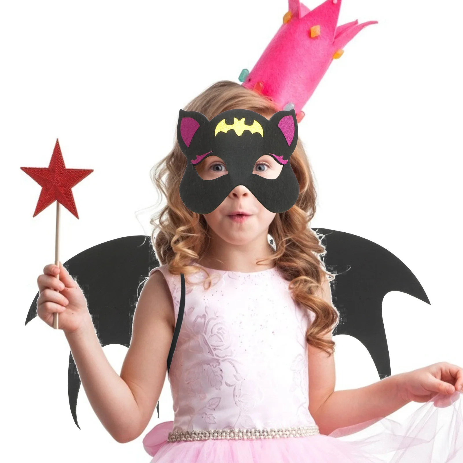 

1 set Wing Mask Set for Kids 6-15 Years Halloween Cosplay Costume Party Bat Wing Props Cool Gothic Bat Mask