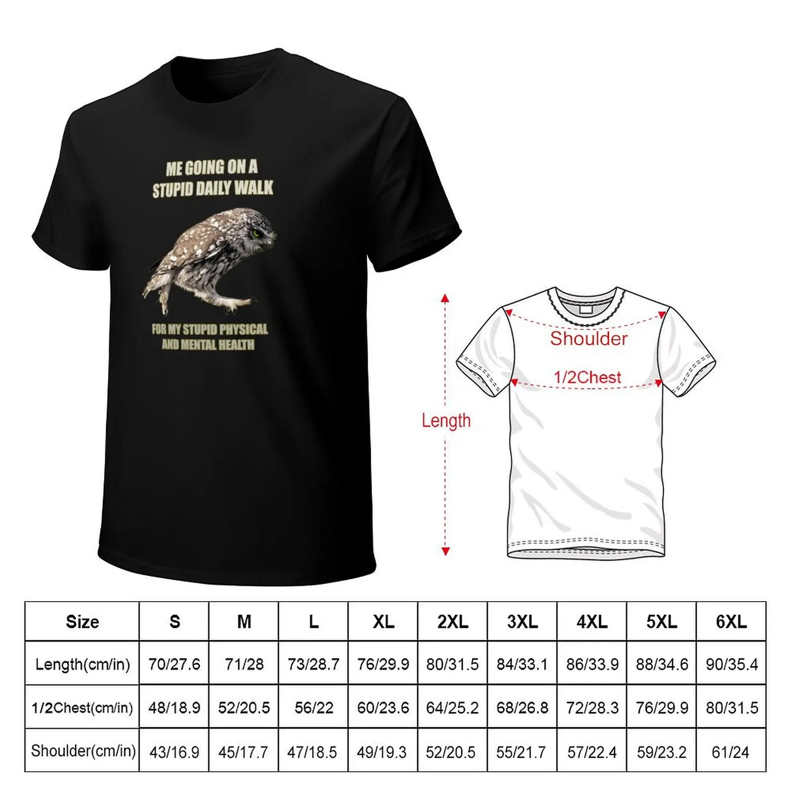 Me going on a stupid daily walk for my stupid mental health owl meme T-Shirt Big and Tall Loose Fit T-Shirt