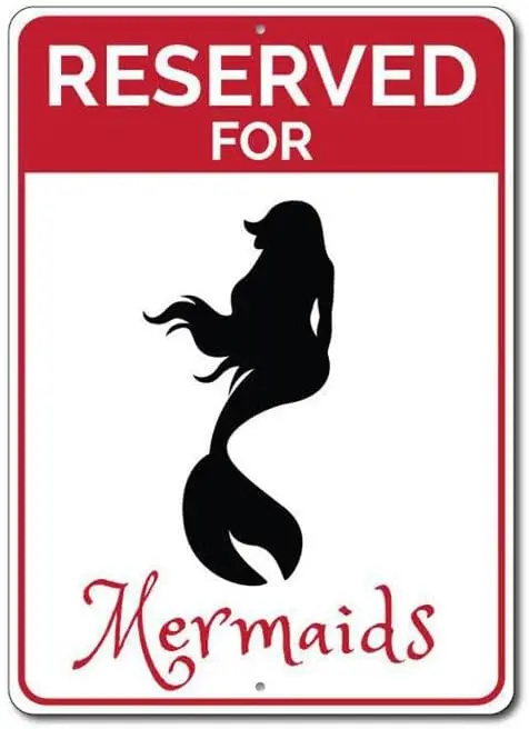 Mermaids Parking Sign, Beach Lover Metal Decor Sign 8 x 12 Inches