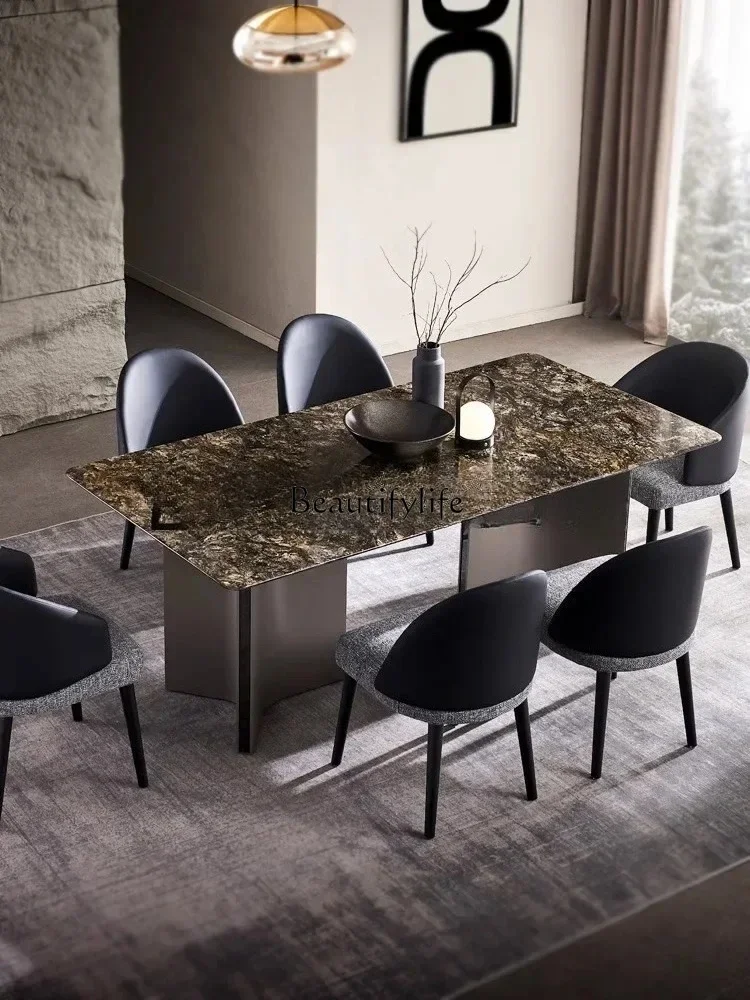 

LJYFGTavolo da pranzo in pietra di lusso naturale tavolo da pranzo rettangolare in marmo di alta qualità minimalista francese pe