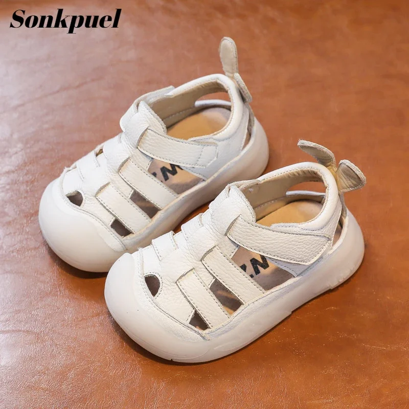 Sandali da bambina per bambina Scarpe da bambino estive per neonato Scarpe casual per bambini in vera pelle con suola morbida Sandali da spiaggia