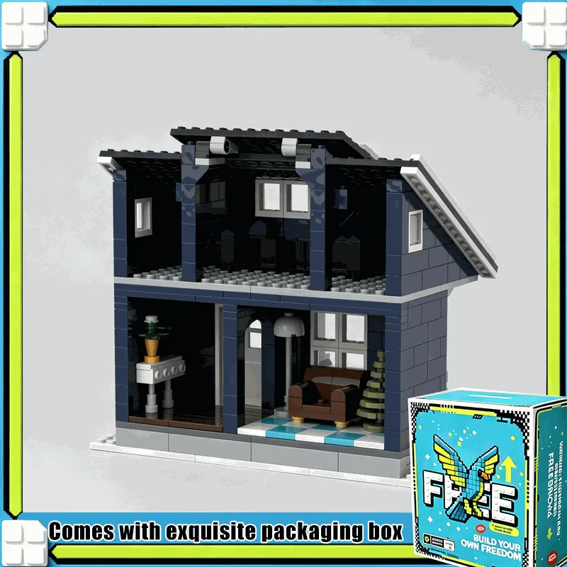 556PCS Winter Bungalow House With Festive String Lights Christmas Model Building Blocks DIY Assembly Creative Display Gift