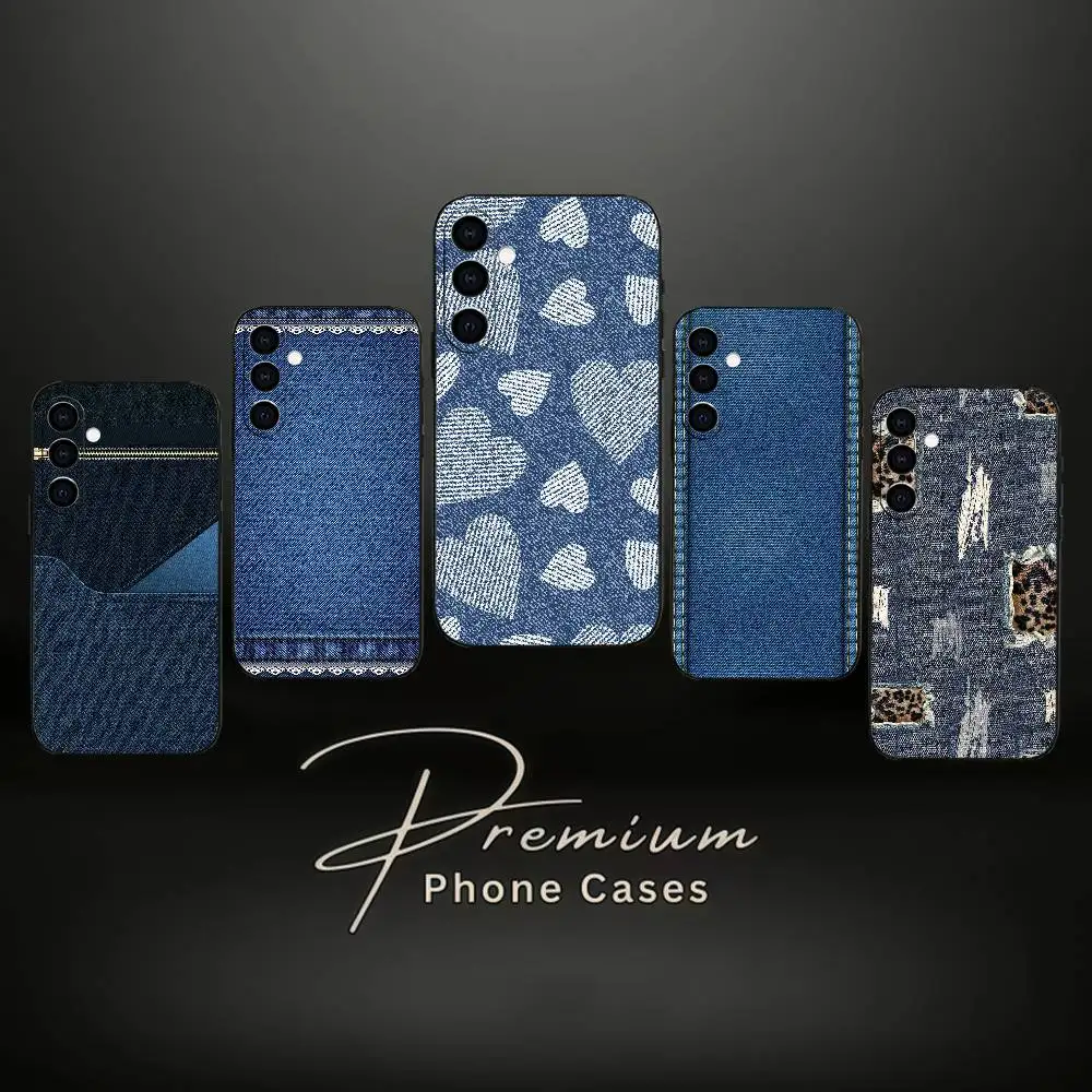 

Retro Denim Pattern Phone Case For Samsung Galaxy A73,A72,A71,A70,A53,A52,A51,Soft Silicone Black Cover