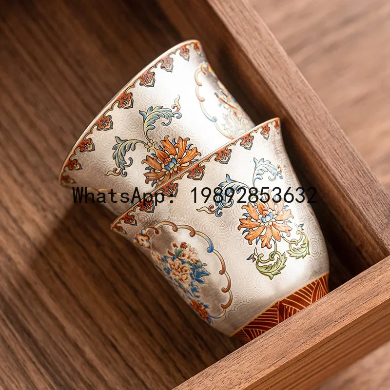 

a28 filigree silver enamel tea cup household kung fu tea set master cup personal tea cup