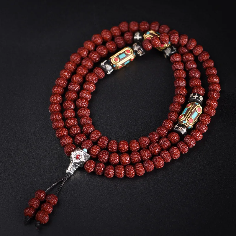 Buddhist Rosary Small Vajra Bodhi Seeds Jade-like Patina Old Material Unisex Gift Jewelry Bracelet