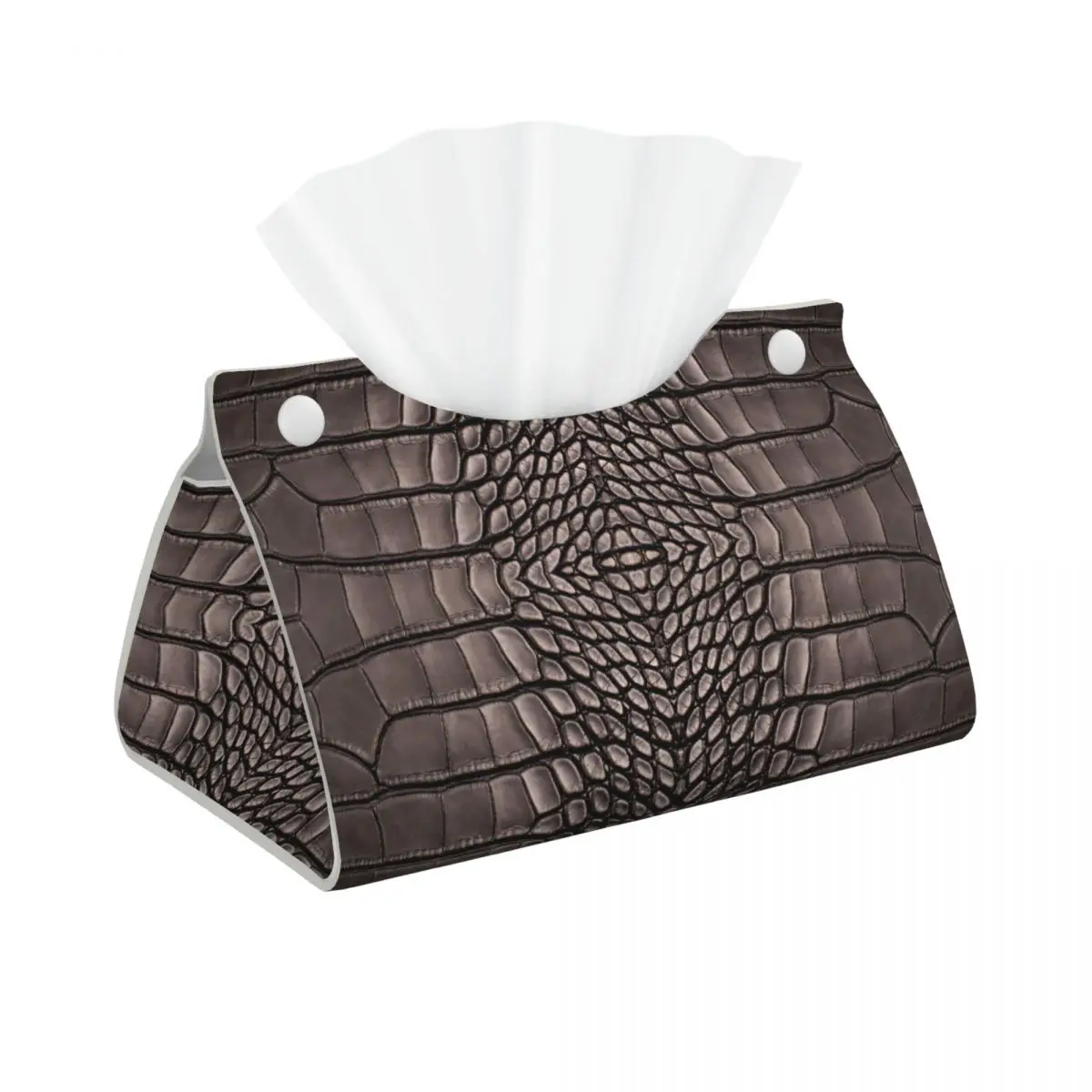 Custom Unique Black Alligator Leather Print Tissue Box Cover for Bathroom Office Rectangular PU Leather Facial Tissue Box Holder