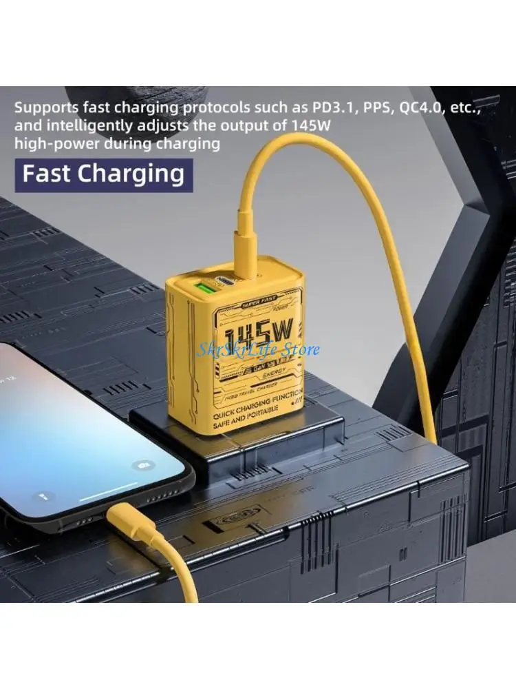 

E65E 145W USB C Adapter with Intelligent Charging for Phone 16 and more Mobile Devices Power Supply