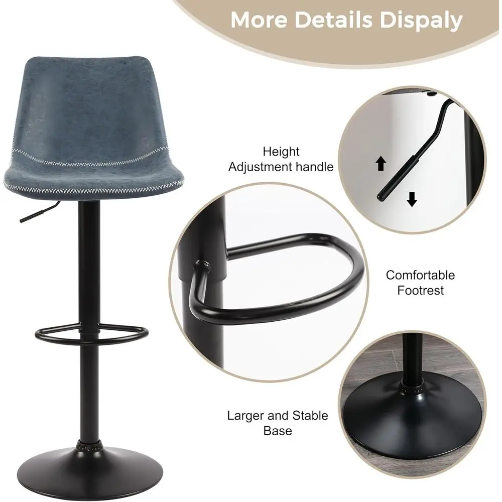 Blue 360-Degree Swivel Modern Counter Height Bar Stools, Set of 2