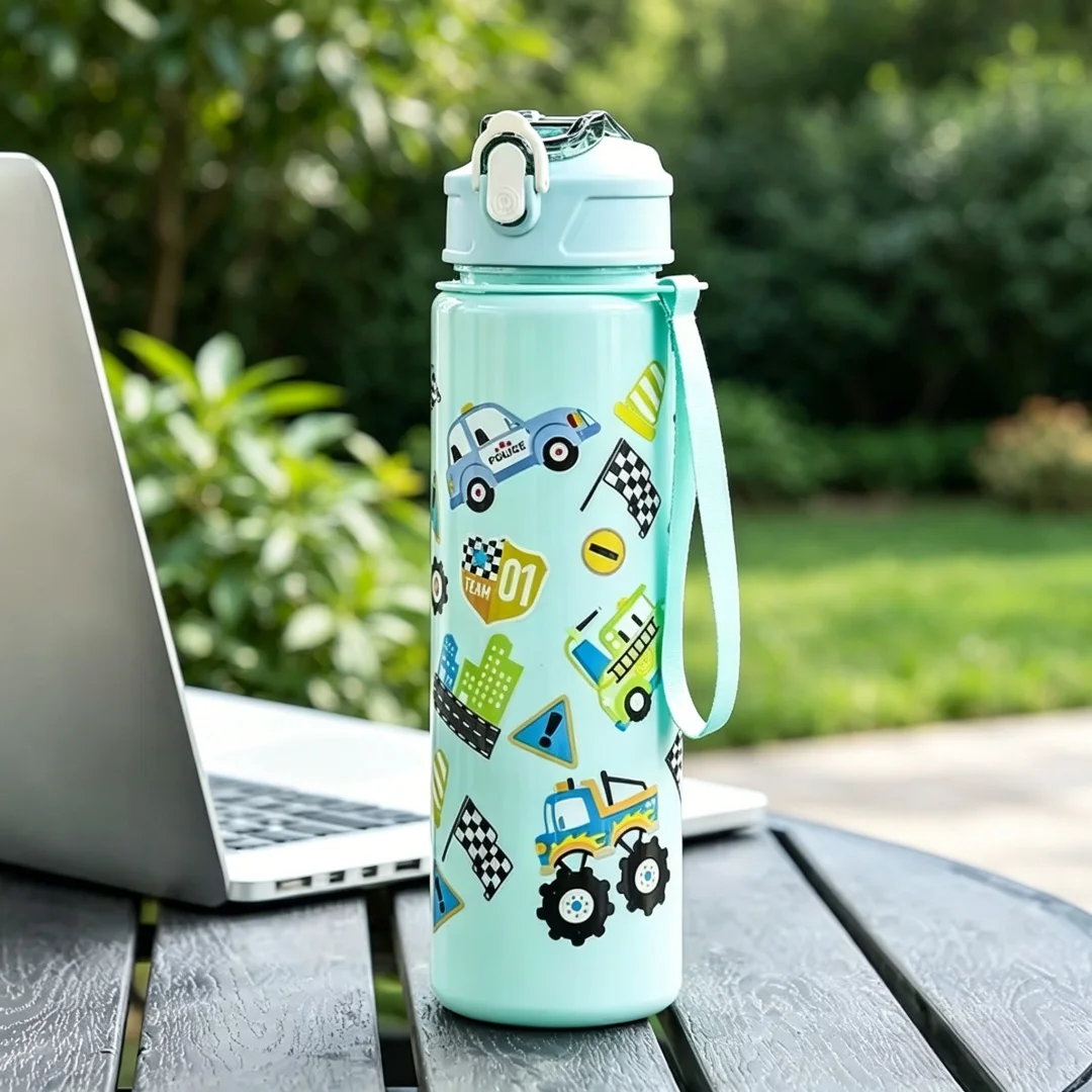 Dinosaur Rainbow Straw Cup Cute Water Bottle Outdoor Camping Picnic Reusable Lightweight Cup Outdoor Tableware 750ML Leakproof