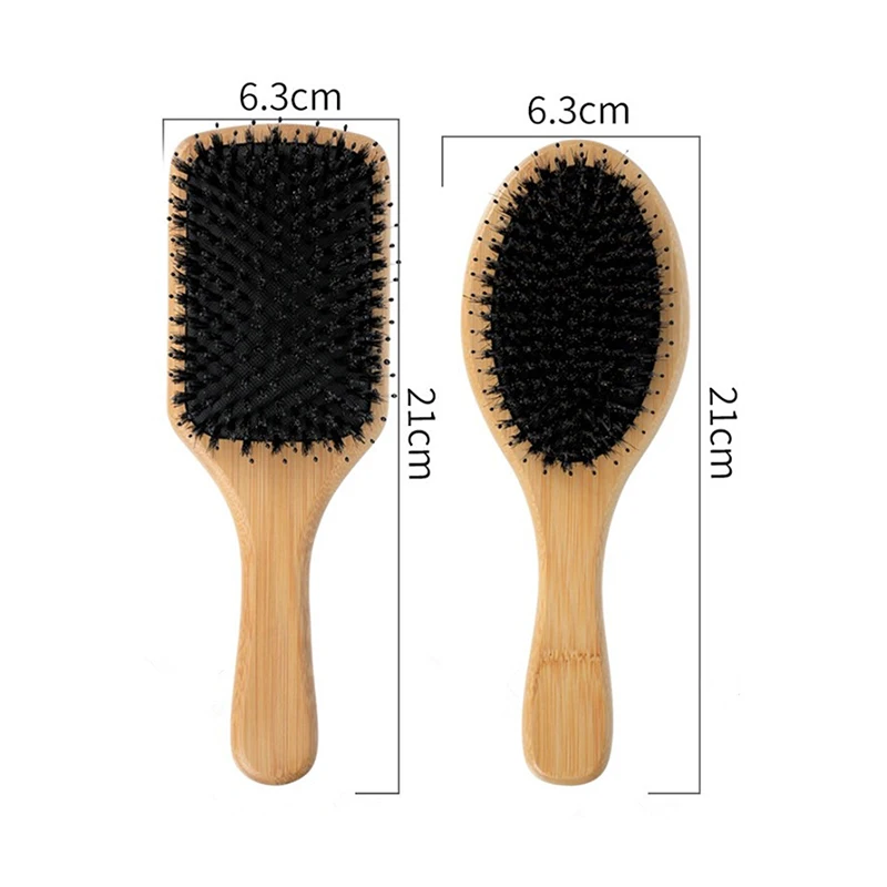 Natural Boar Bristle Hair Brush Bamboo Handle Scalp Massage Comb Anti-static Hair Comb Gasbag Detangling Hair Brush Styling Tool