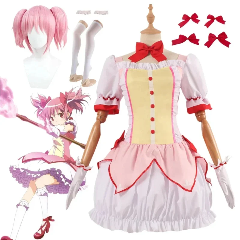 Kaname Madoka Costume Cosplay Anime Vestiti per donna Magica Kaname Parrucca vestito Kaname Madoka Abiti