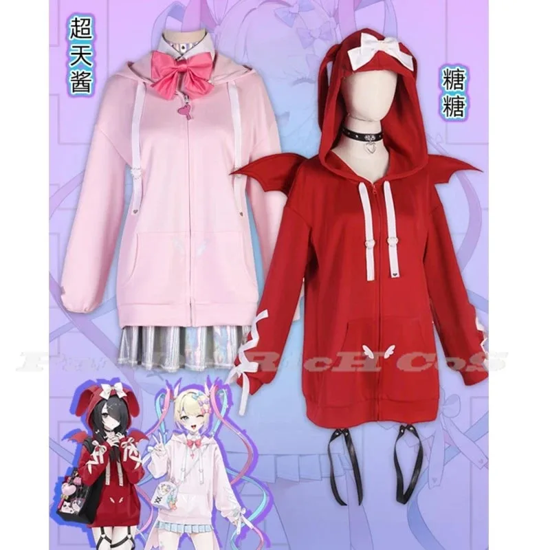 소녀 과다복용/이해력 결핍 스트리머 오버로드 Ame KAngel 후드티 카니발 여성 크리스마스 파티 의류 할로윈 코스프레 의상v;2,r'6