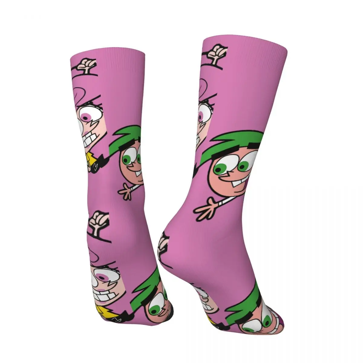 Happy Funny Wanda And Cosmo Halloween Men's Socks Vintage Harajuku The Fairly Odd Parents Hip Hop Novelty Casual Crew Crazy Sock