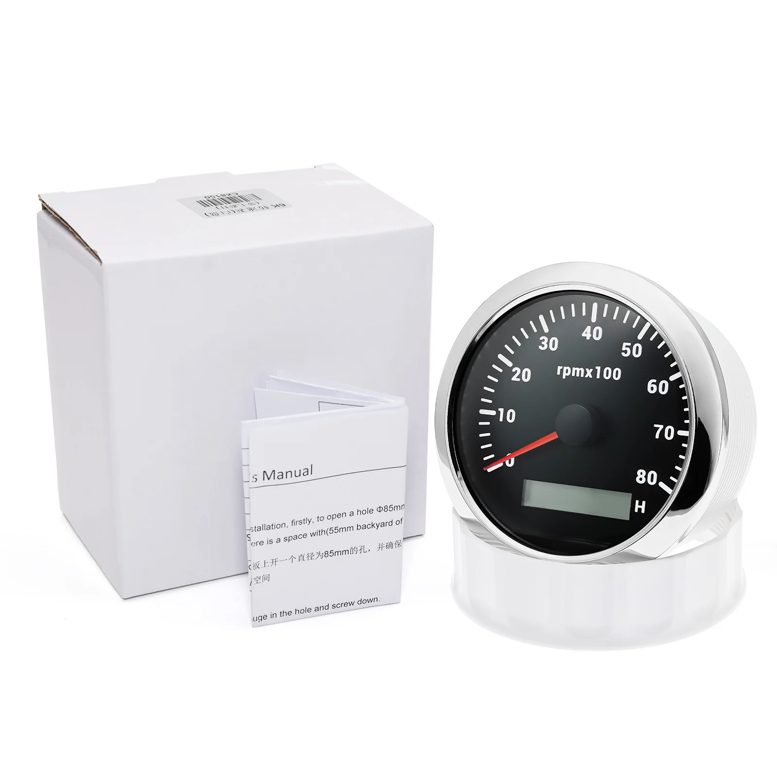 7-Farben-Hintergrundbeleuchtung 85mm Auto-Marine-Drehzahlmesser 3K 4K 6K 7K 8K 8000RPM Umdrehungszähler mit LCD-Betriebsstundenzähler 12V/24V – Detail 2