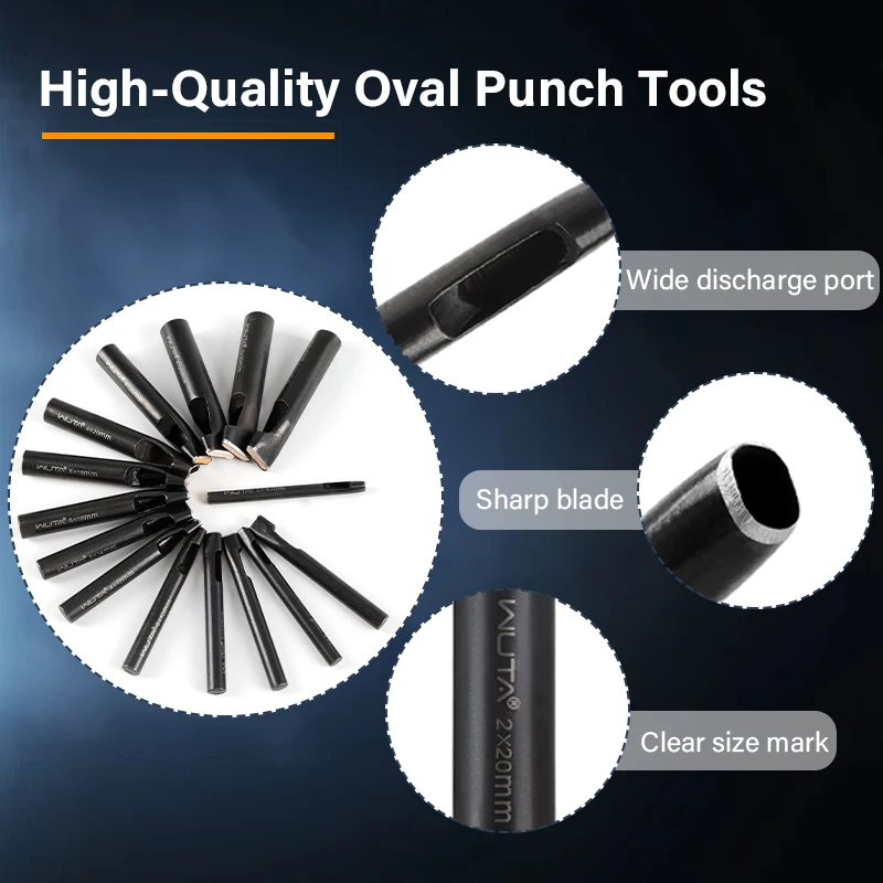 WUTA 1pc Leather Belt Hole Puncher Oval Hole Strap Watch Band Flat Punches Heavy Duty Oblong Punch Tools Craft Hollow Punch