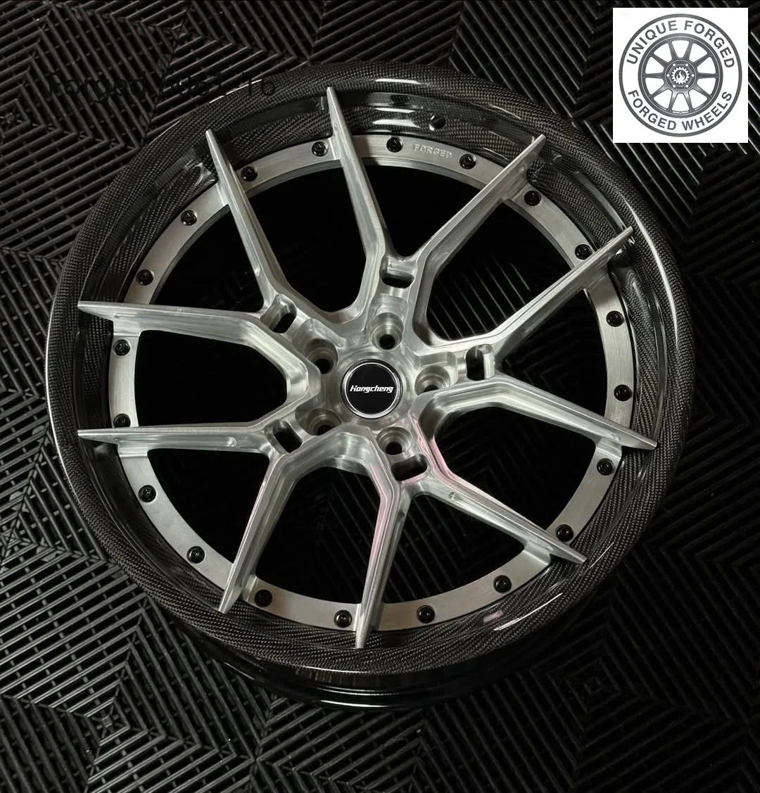 2026 New Customized 2 3piece 22x9.5 22x10 Brushed Silver Carbon Fiber Rims Lips Luxury Wheels