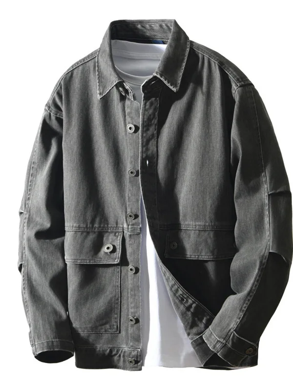 

Рабочая одежда из чистого хлопка в стиле ретро, мужская осенне-зимняя новинка Sle Ameika, повседневное пальто irt, дизайнерское свободное длинное пальто...