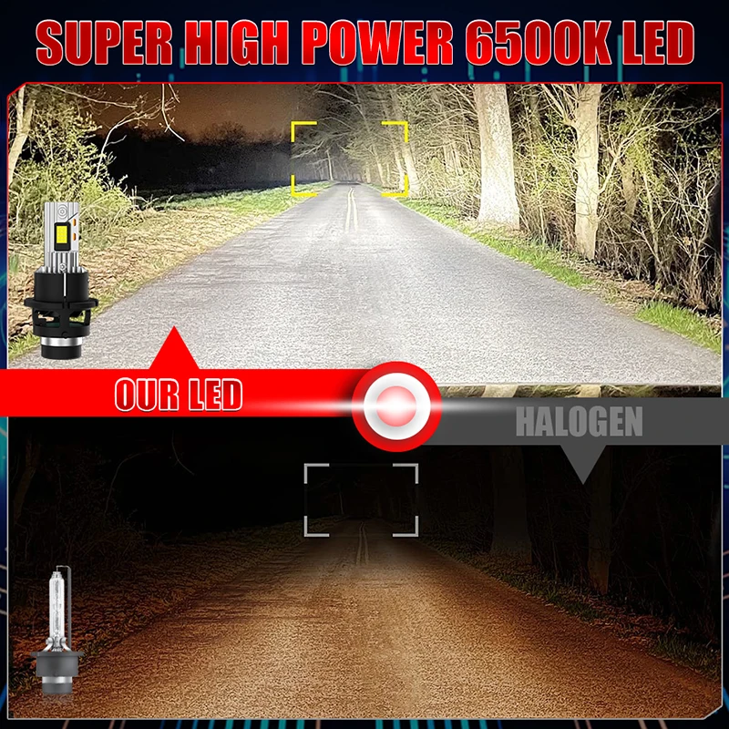 D2S D4S Led Car Headlights Bulb D2R D4R LED Car Light High power 35W 55W 1:1 Plug and Play 9570 CSP Chip Turbo Lamp 6000K White - view 4