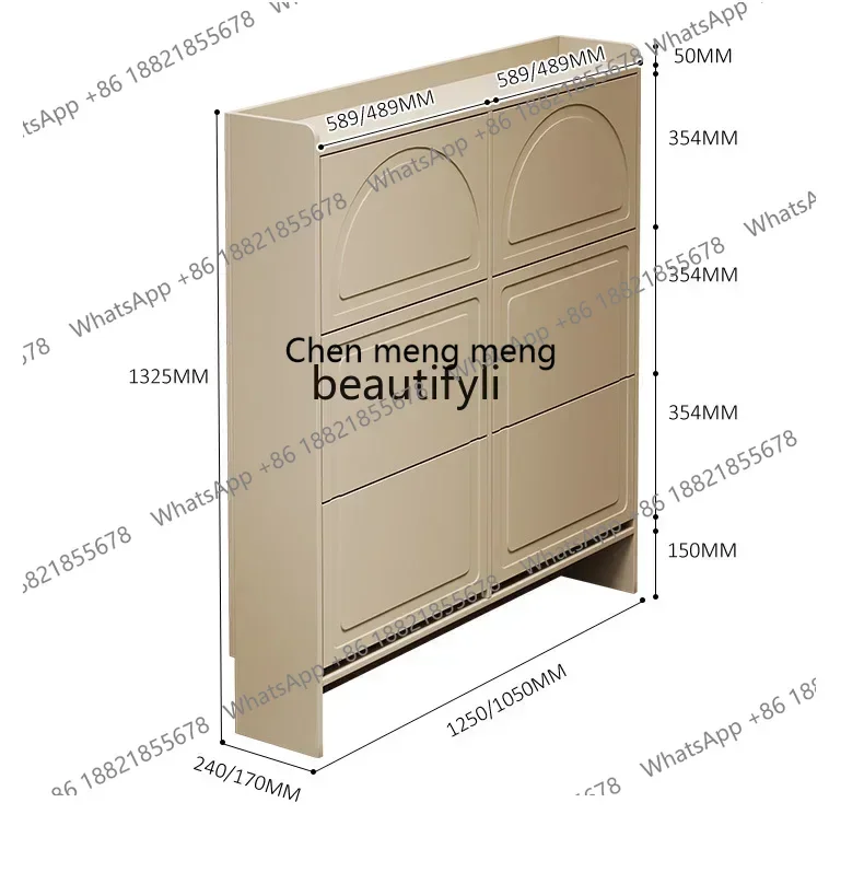 SS new styleLight luxury ultra-thin tipping bucket shoe cabinet Solid wood household door entrance Very narrow door corridor cab