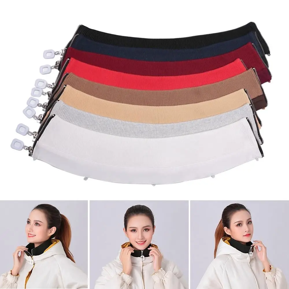 Neckline Detachable With Zipper Down Jacket Fake Collar Washable Anti-dirt Rib False Collar Detachable Shawl Wrap Down Jacket