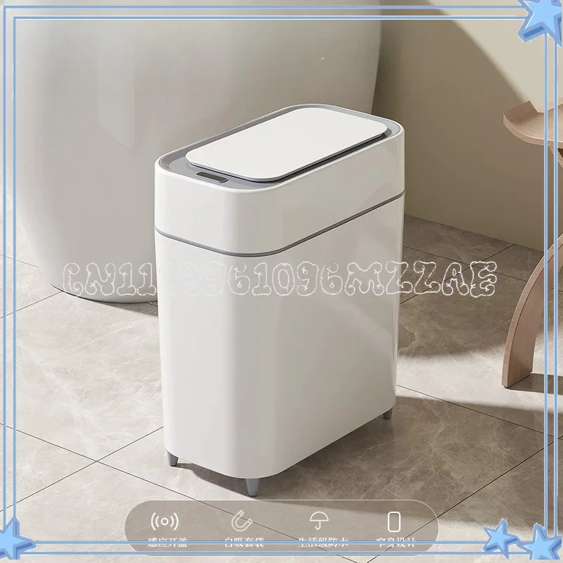 Intelligent Induction Trash Can Household New Bathroom Toilet with Cover Living Room Seam Wall Hanging Automatic Electric