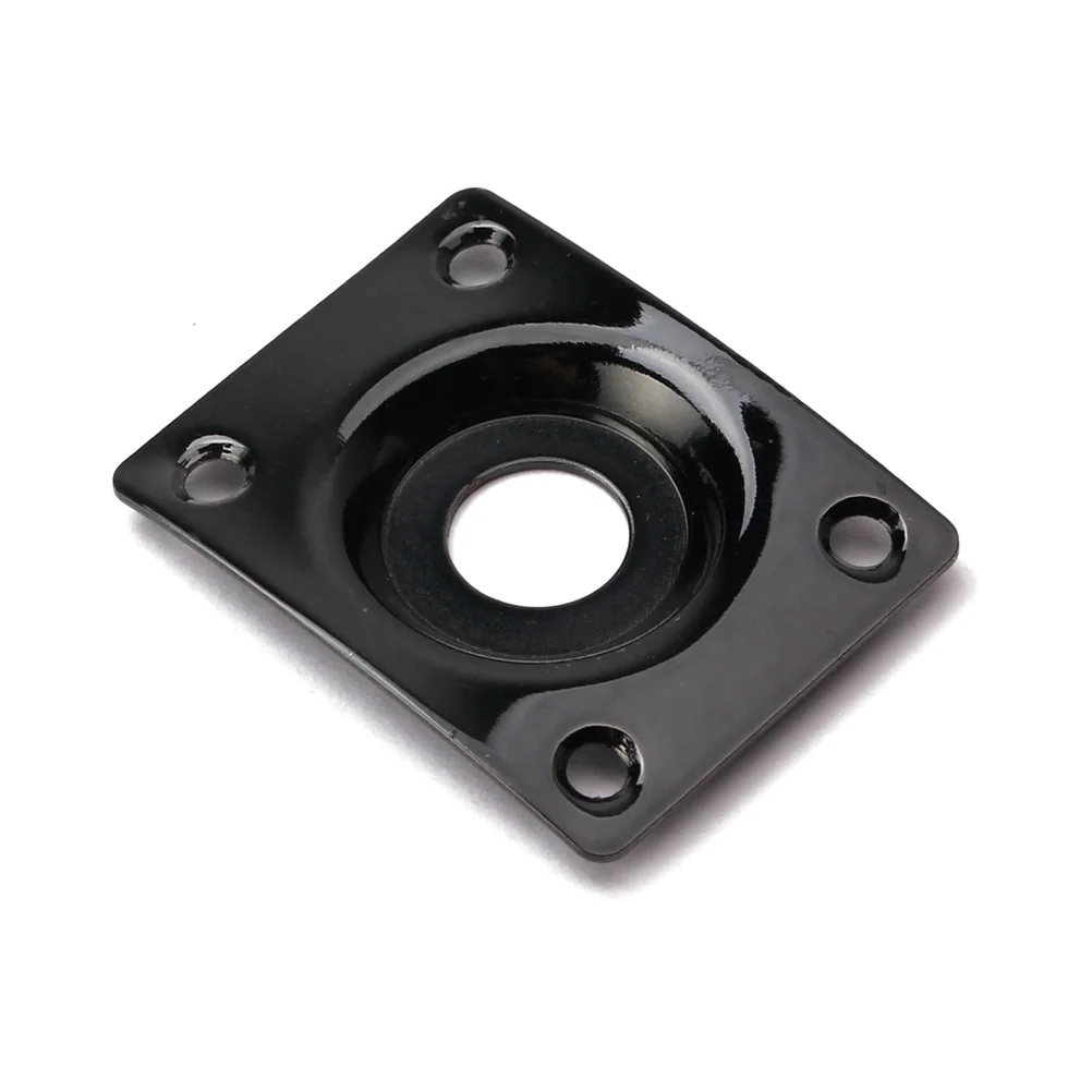

Black Guitar Jack Plate Square Curved Indented 1/4 Inch Metal Input Output Socket For Electric Guitar Bass Replacement