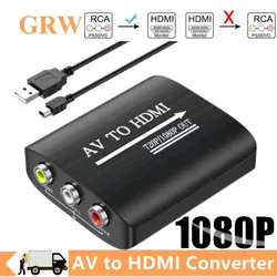 1080P AV RCA a HDMI adattatore composito convertitore Audio Video da AV a HDMI con cavo USB per HD TV BOX VHS VCR DVD N64 Wii PS1/2/3