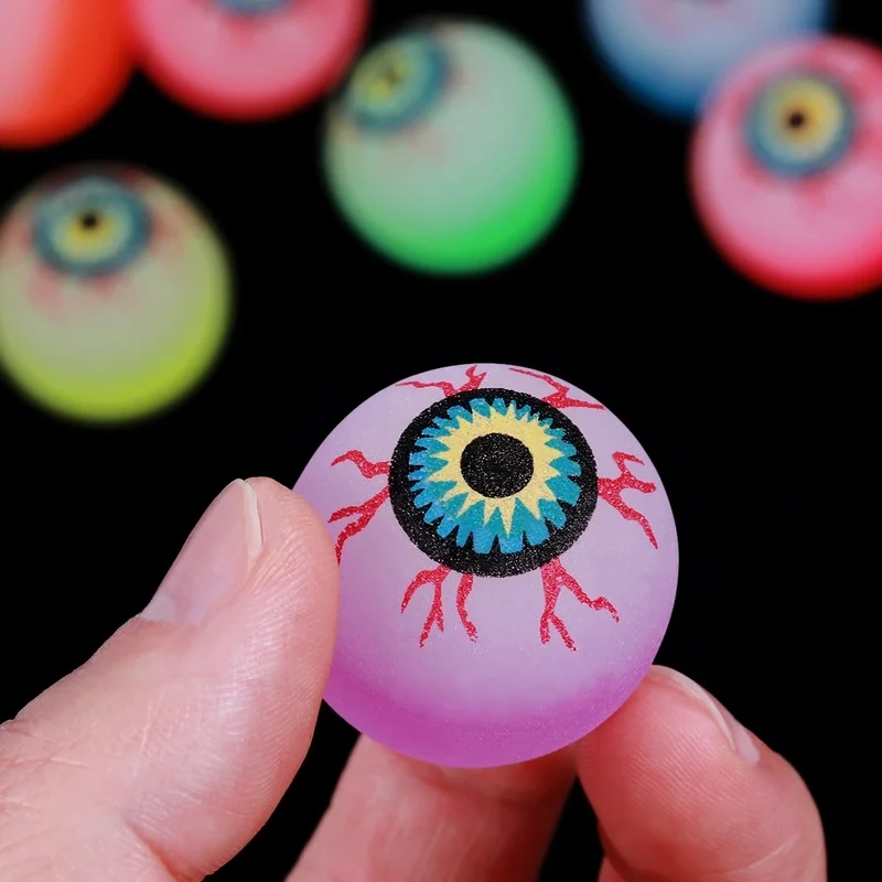 10pcs Bouncing Balls Halloween Glowing Eyeball Toys Doll Eyes for DIY Toys Eyes Funny Bouncy Eyeballs Halloween Party Props