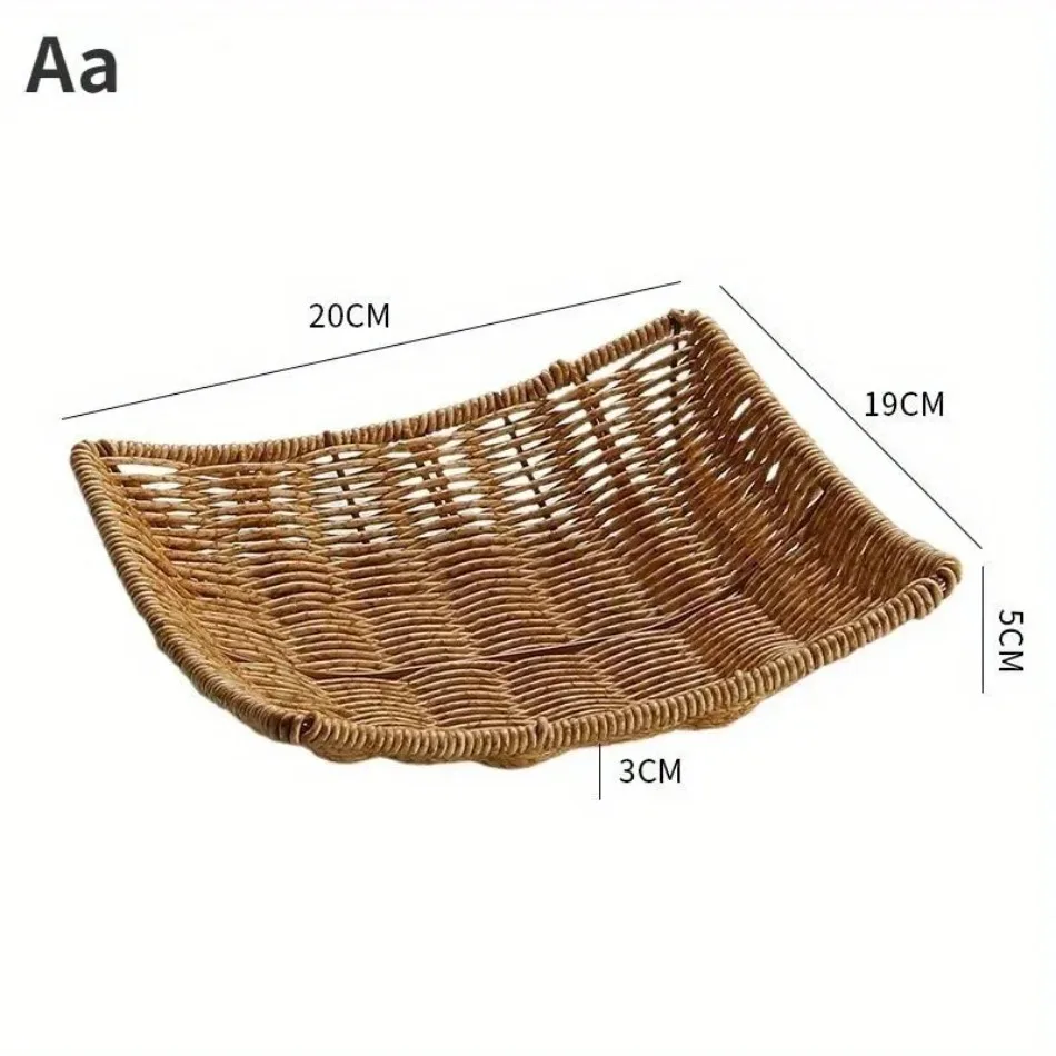 2026 Multi‑Functional Hand‑Woven Rattan Wicker Tray Picnic Basket Bread Fruit Cake Plate Household Sundries Storage Organizer