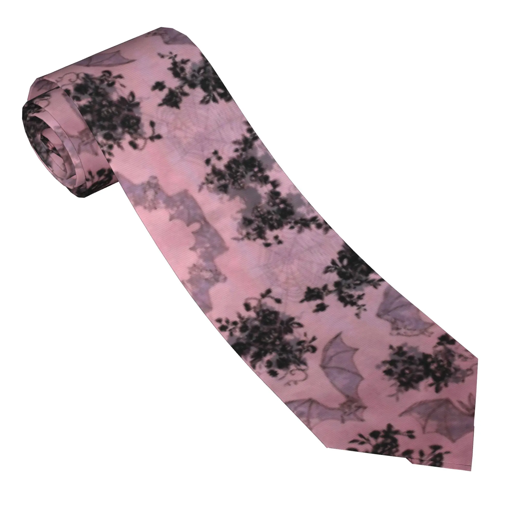 Halloween Gothic Neckties 8 cm Vampire Bats Pink Neck Ties Men Narrow Shirt Accessories Cravat Wedding Accessories Cosplay Props